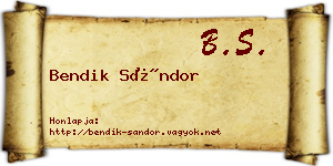 Bendik Sándor névjegykártya