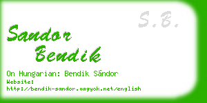sandor bendik business card