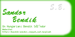 sandor bendik business card